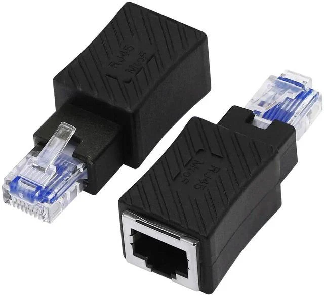Main image of 2 Pack RJ45 8P8C Male to Female Ethernet Extension Adapter, Cat5/Cat5e/Cat6 Universal LAN Port Converter
