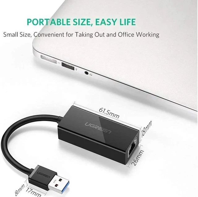 Alt view image 7 of 7 - USB 3.0 to 10/100/1000 Mbps Ethernet Gigabit RJ45 Ethernet LAN Network Adapter Supports Nintendo Switch for windows /VISTA/WIN7/win8/win8.1/Mac /IOS/ANDROID-Black