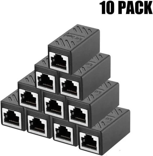 Main image of RJ45 Coupler, Ethernet Adapter,Ethernet Cable Extender Adapter for Cat7 Cat6 Cat5e Cat5, LAN Connector in Line Coupler Female to Female (Black) (10 Pack)