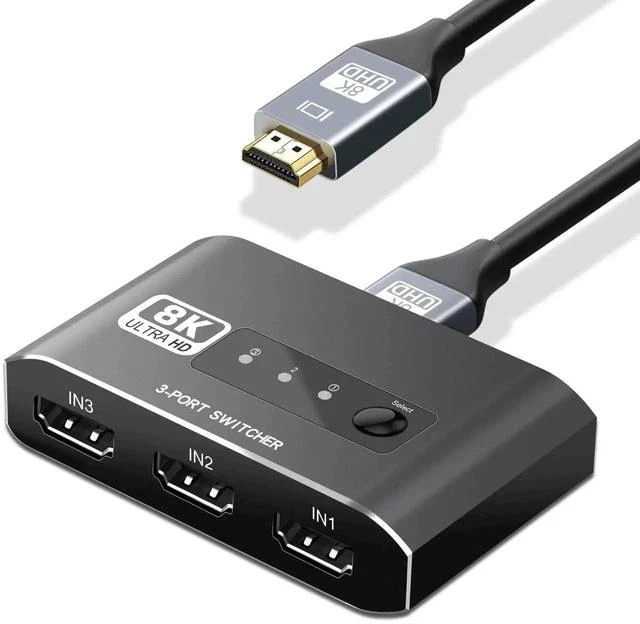 Main image of HDMI 2.1 Switch 4K 120Hz, Aluminum Alloy 8K@60Hz HDMI Switch 3 in 1 Out, 3x1 HDMI Switcher Selector, Supports 4K@120Hz, Ultra HD, 4k Hdmi Selector Switcher for Game Consoles, Fire Stick