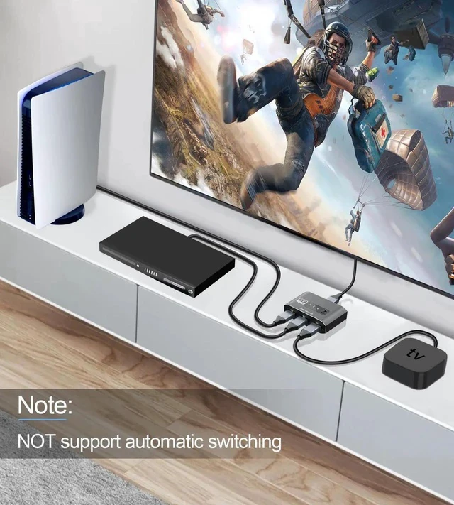 Alt view image 5 of 7 - HDMI 2.1 Switch 4K 120Hz, Aluminum Alloy 8K@60Hz HDMI Switch 3 in 1 Out, 3x1 HDMI Switcher Selector, Supports 4K@120Hz, Ultra HD, 4k Hdmi Selector Switcher for Game Consoles, Fire Stick