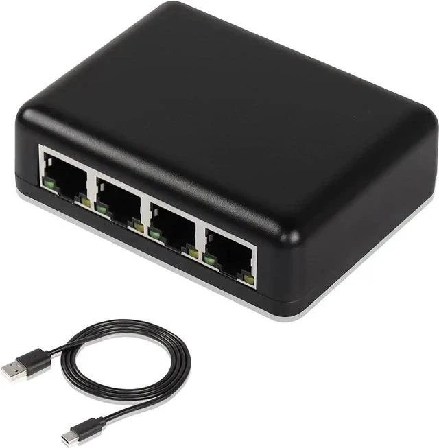 Main image of RJ45 Network Splitter Adapter Gigabit,1000Mbps Ethernet Cable Splitter, RJ45 Network Extension Connector,Four Devices Share The Internet at The Same Time (Black Gigabit 1 to 4)