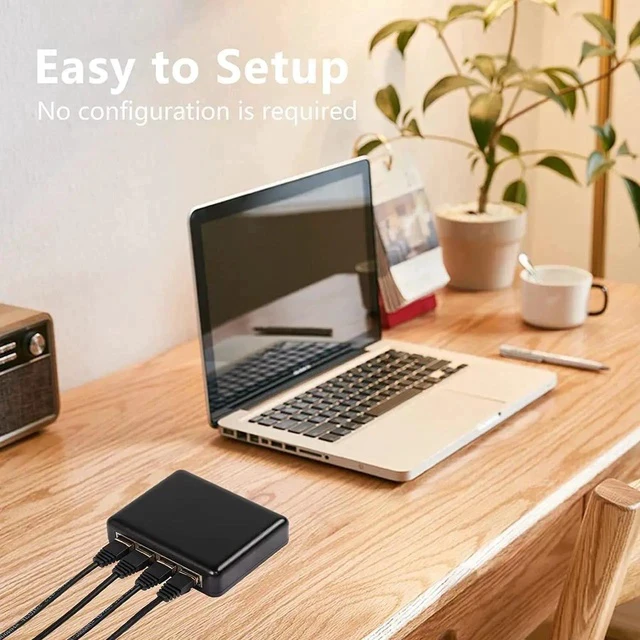 Alt view image 2 of 7 - RJ45 Network Splitter Adapter Gigabit,1000Mbps Ethernet Cable Splitter, RJ45 Network Extension Connector,Four Devices Share The Internet at The Same Time (Black Gigabit 1 to 4)
