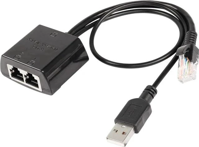 Main image of RJ45 Network Splitter Adapter, Ethernet Cable Splitter 1 to 2, RJ45 Network Extension Connector,Two Devices Share The Internet at The Same Time (Black Male)