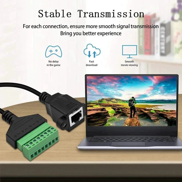 Alt view image 5 of 6 - RJ45 Screw Terminal, RJ45 to 8Pin Screw Terminal Adaptor Connector, Ethernet Extender RJ45 8P8C Female to 8 Pin Screw Terminal Breakout Board Cable for Cat7/6/5/5e Network CCTV DVR, 12inch