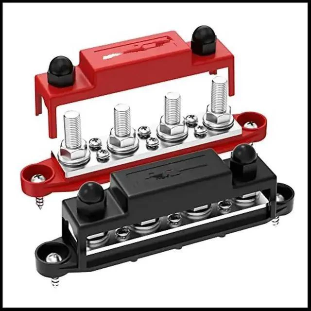 Main image of FOR 250A 12V Bus Bar Power Distribution Block Car Audio 12 Volt DC Busbar 4 x 3/8Inch Posts 6 x 8 Screws