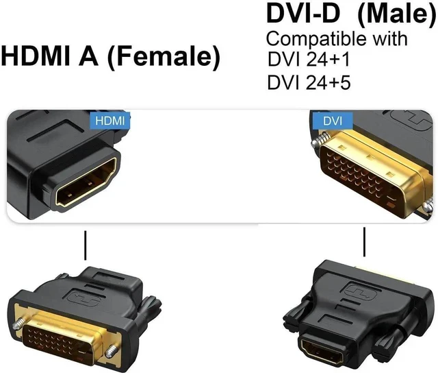 Alt view image 3 of 7 - DVI to HDMI Adapter 10-Pack, Bidirectional Female HDMI to DVI-D(24+1) Male Adapter with Gold-Plated for Computer, Monitor, Projector, TV, PS3/4/5 Nintendo Switch and More