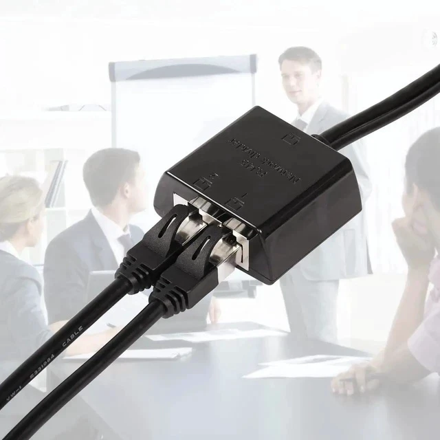 Alt view image 2 of 7 - RJ45 Network Splitter Adapter, Ethernet Cable Splitter 1 to 2, RJ45 Network Extension Connector,Two Devices Share The Internet at The Same Time (Black Male)