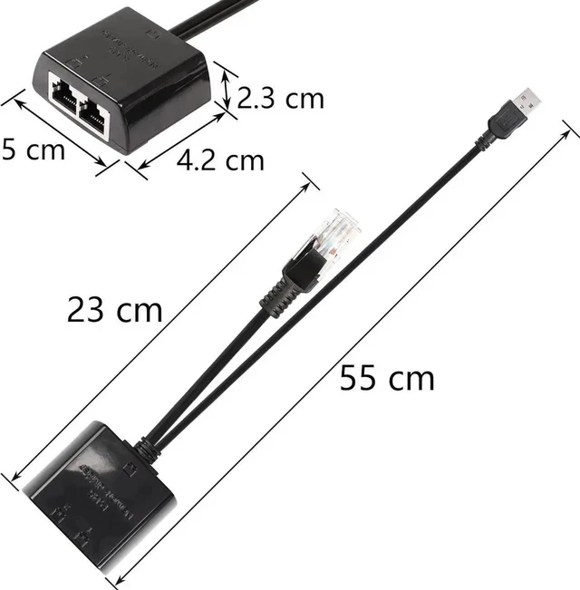 Alt view image 3 of 7 - RJ45 Network Splitter Adapter, Ethernet Cable Splitter 1 to 2, RJ45 Network Extension Connector,Two Devices Share The Internet at The Same Time (Black Male)