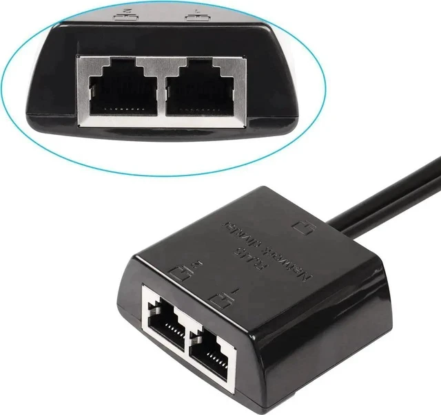 Alt view image 6 of 7 - RJ45 Network Splitter Adapter, Ethernet Cable Splitter 1 to 2, RJ45 Network Extension Connector,Two Devices Share The Internet at The Same Time (Black Male)