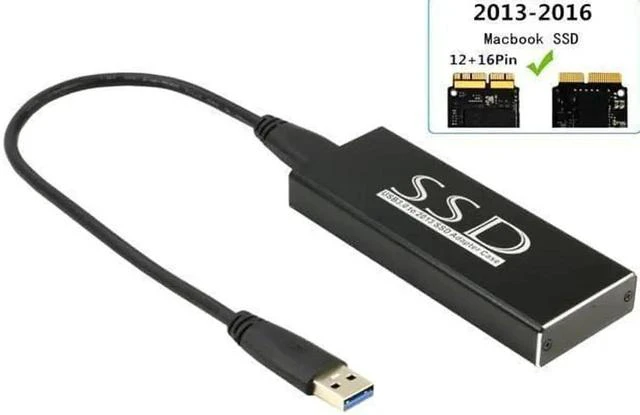 Main image of USB 3.0 SSD Enclosure for 2013 2014 2015 Apple MacBook Air Pro Retina SSD Adapter with Cable, USB External Reader for (2013-2017 Year) A1465 A1466 A1398 A1502 SSD (12+16 pin)