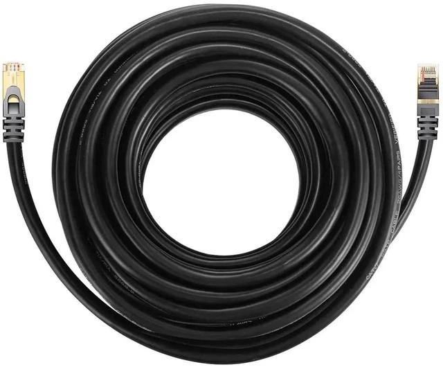 Alt view image 5 of 7 - Cat 7 Ethernet Cable Professional Gold Plated Plug Black Ethernet Cable for Indoor Outdoor High Speed Heavy-Duty Waterproof Buried-able Dual Shielded (20 Feet)