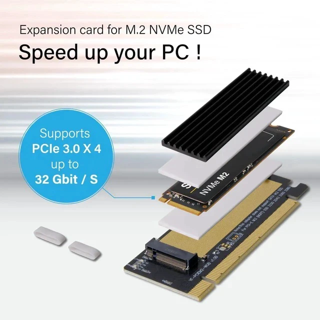 Alt view image 4 of 4 - NVME PCIe 4.0 Adapter, M.2 NVME SSD to PCI Express Adapter with Heat Sink, Only Support PCIe x16 Slot,Support M.2 SSD 2230 2242 2260 2280