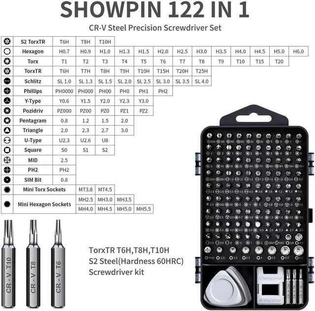 Alt view image 5 of 7 - Computer Repair Kit, 122 in 1 Magnetic Laptop Screwdriver Kit, Precision Screwdriver Set, Small Impact Screw Driver Set with Case for Computer, Laptop, PC, for iPhone, Watch,Ps4 DIY Hand Tools