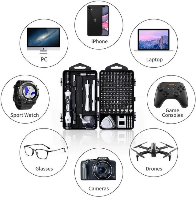Alt view image 6 of 7 - Computer Repair Kit, 122 in 1 Magnetic Laptop Screwdriver Kit, Precision Screwdriver Set, Small Impact Screw Driver Set with Case for Computer, Laptop, PC, for iPhone, Watch,Ps4 DIY Hand Tools