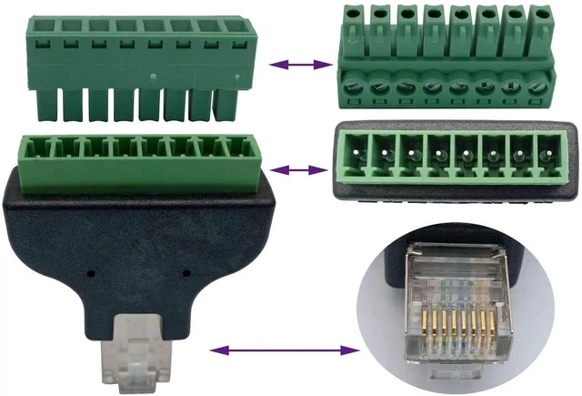 Alt view image 4 of 7 - RJ45 Screw Terminal RJ45 8P 8C Male to 8Pin Female Bolt Screw Type terminals Ethernet Net Network Plug for AV CCTV UTP DVR Cat5 Cat6 Cat7 Coupler(2 Pack/Male)