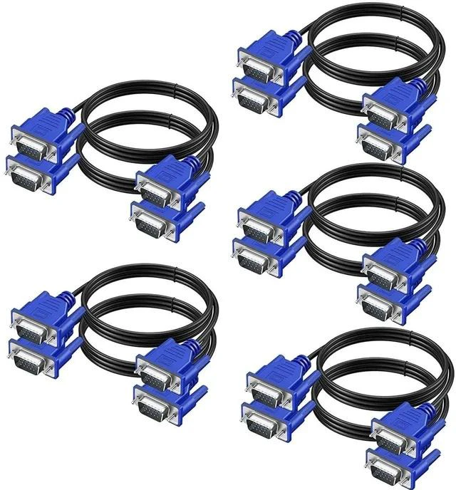 Main image of VGA 10-Pack, 3FT VGA Monitor Cable, Male to Male Cord - 1080P Full HD High Resolution for Monitor, TV, Computer, Projector - Blue