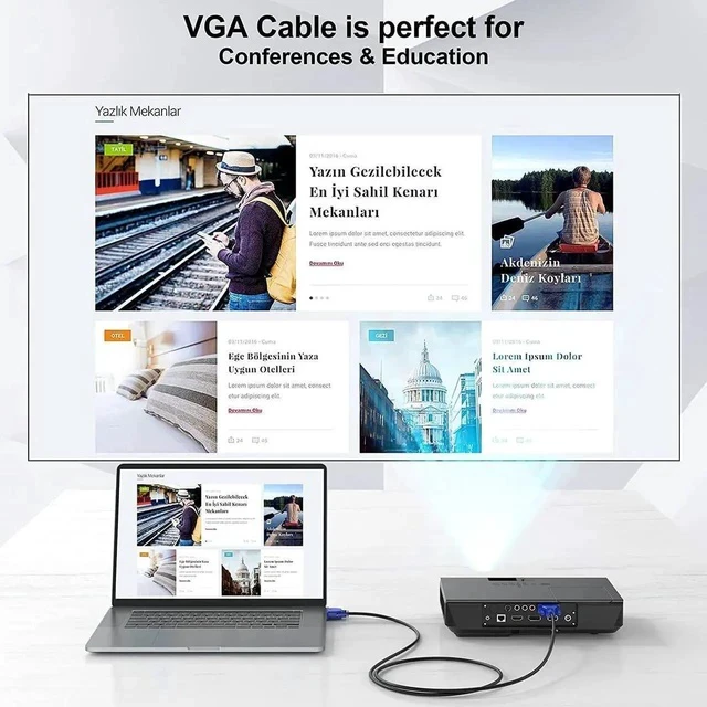 Alt view image 2 of 6 - VGA 10-Pack, 3FT VGA Monitor Cable, Male to Male Cord - 1080P Full HD High Resolution for Monitor, TV, Computer, Projector - Blue