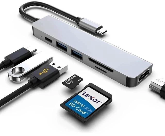 Main image of USB C Docking Station, HDMI to USB C Adapter for Monitor, USB-C Hub HDMI Dongle for Laptop, Micro SD Card Reader USB C Dock for Chromebook, USB C to USB Adapter Multiport for MacBook pro
