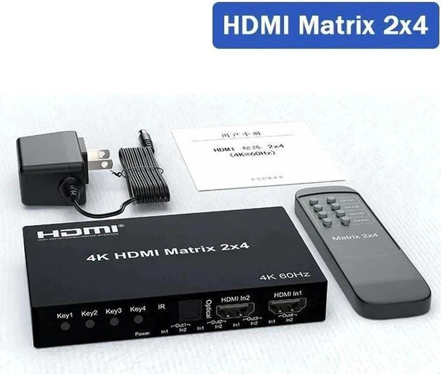 Alt view image 6 of 6 - 4K HDMI True Matrix Switcher 4x2 2x4 2x2 Matrix HDMI Switch Splitter 2 In 4 Out with Optical & R/L Audio Extractor Dolby HDCP2.2