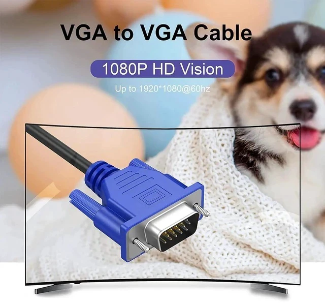 Alt view image 5 of 6 - VGA 10-Pack, 3FT VGA Monitor Cable, Male to Male Cord - 1080P Full HD High Resolution for Monitor, TV, Computer, Projector - Blue
