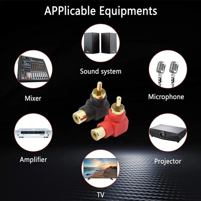 Alt view image 3 of 7 - 90 Degree RCA Adapter, RCA Male to Female Elbow Connectors,Gold-Plated Right Angle Adapter for Stereo Audio or AV Video-2pcs