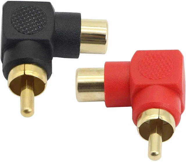Alt view image 4 of 7 - 90 Degree RCA Adapter, RCA Male to Female Elbow Connectors,Gold-Plated Right Angle Adapter for Stereo Audio or AV Video-2pcs