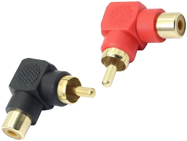 Alt view image 6 of 7 - 90 Degree RCA Adapter, RCA Male to Female Elbow Connectors,Gold-Plated Right Angle Adapter for Stereo Audio or AV Video-2pcs
