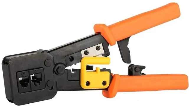 Alt view image 2 of 5 - EZ RJ45 Crimp Tool Pass Through Cat5 Cat5e Cat6 Crimping Tool for RJ45/RJ12, CAT5, CAT5e, CAT6 Regular and End-Pass-Through connectors