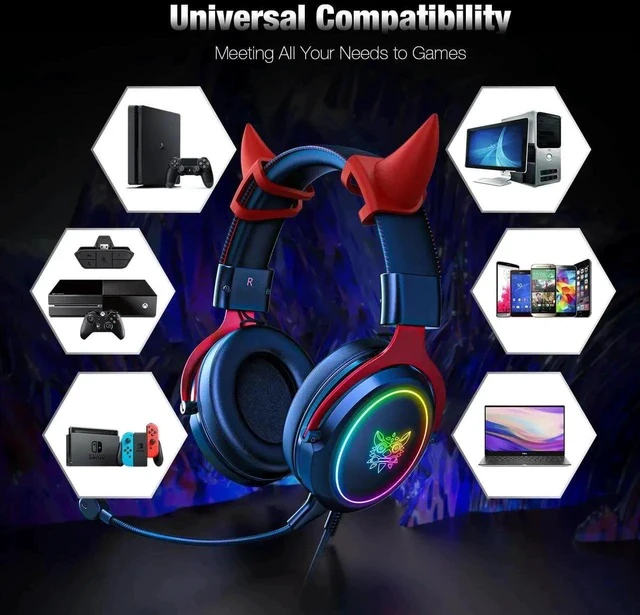 Alt view image 2 of 6 - Gemdeck Headphones Anime Devil Cat Ears Cartoon Headphones