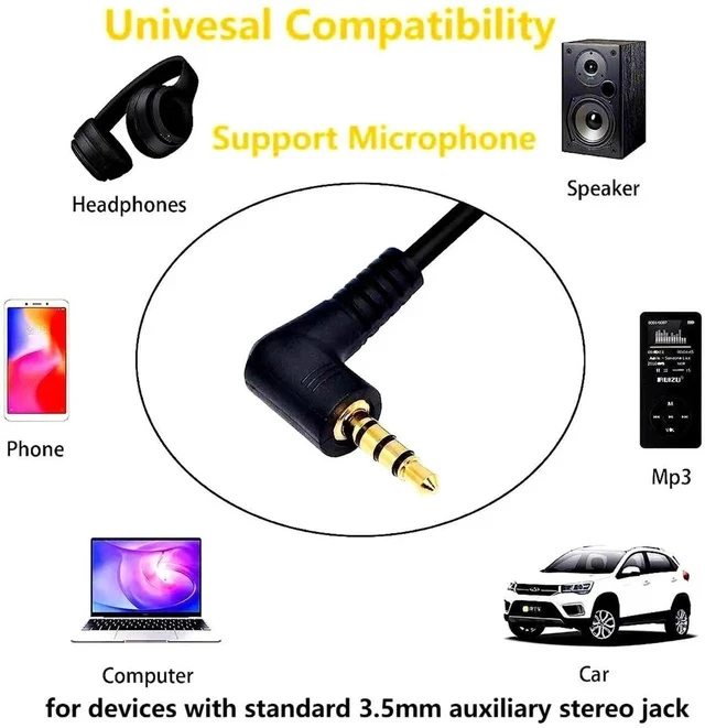 Alt view image 2 of 4 - 3.5mm Audio Cable Dual 90 Degree Angle Stereo 3.5mm Headphone Cable 4 Pole TRRS Male to Male Aux Cord 3.28ft/1m for Phone Tablet MP3 Laptop Microphone