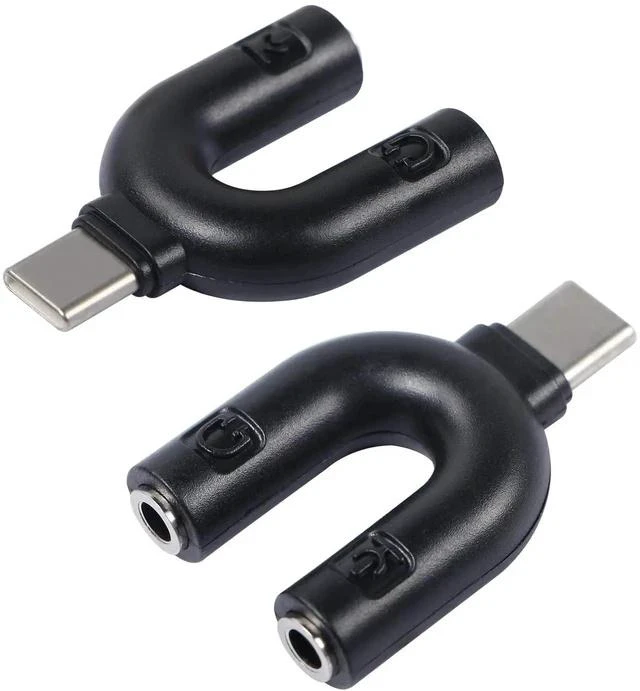Main image of USB C Audio Adapter, U Type USB Type-C External Stereo Sound Adapter, Headphone and Microphone Splitter Suitable for Windows and Android-Black/2Packs