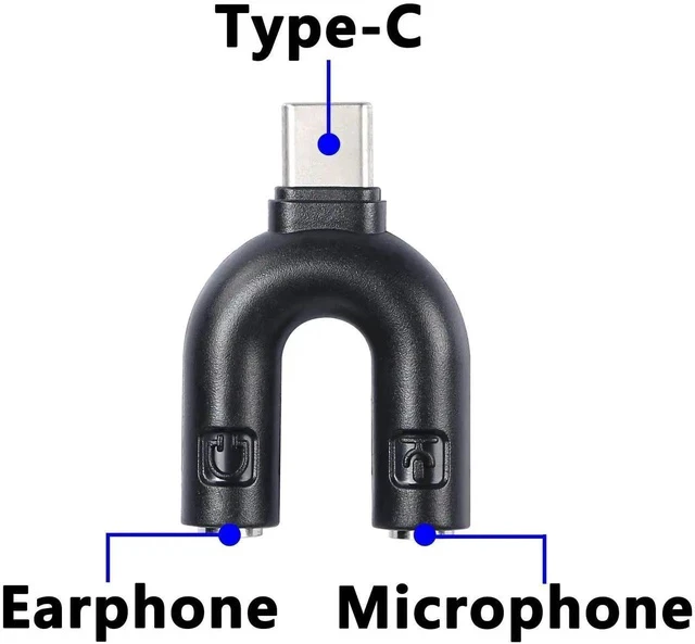 Alt view image 5 of 5 - USB C Audio Adapter, U Type USB Type-C External Stereo Sound Adapter, Headphone and Microphone Splitter Suitable for Windows and Android-Black/2Packs