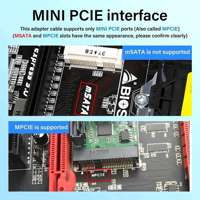 Alt view image 3 of 6 - Mini PCIE to NGFF M.2 M Key Extender Cable MPCIE Male to M2 Female NVME SSD Riser Cable