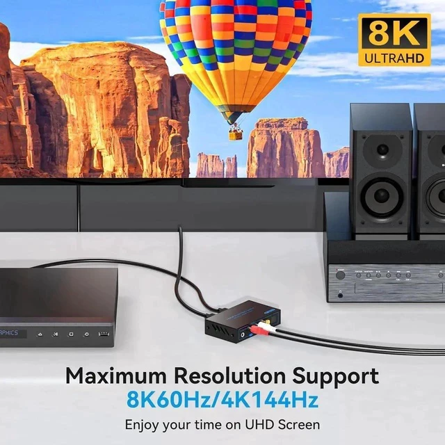 Alt view image 6 of 6 - 8K HDMI 2.1 Audio Extractor 4K120Hz to Optical 3.5mm AUX Adapter Splitter Converter Supports HDCP Digital DTS 5.1 PCM for PS4 PS5 Xbox