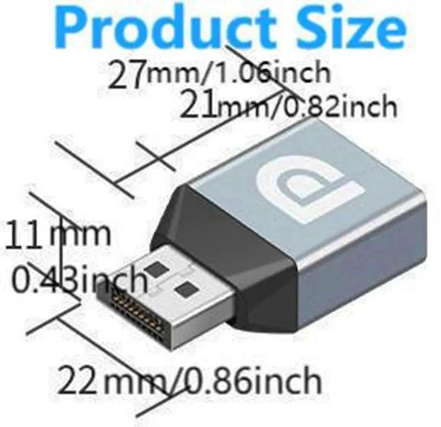 Alt view image 2 of 6 - Displayport Female to Displayport Male Adapter Converter 8K@60Hz DP 1.4 Male to DP Female Adapter Extender for Laptop PC TV Monitor