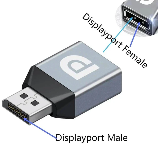 Alt view image 6 of 6 - Displayport Female to Displayport Male Adapter Converter 8K@60Hz DP 1.4 Male to DP Female Adapter Extender for Laptop PC TV Monitor