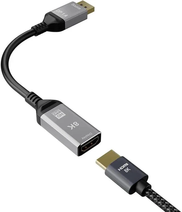 Alt view image 4 of 7 - DisplayPort 1.4 to HDMI 2.1 Ultra HD 8K Male to Female Cable 0.25m Converter 8K@60Hz 4K@120Hz Directional Compatible with DisplayPort PC and HDMI Displays Tvs