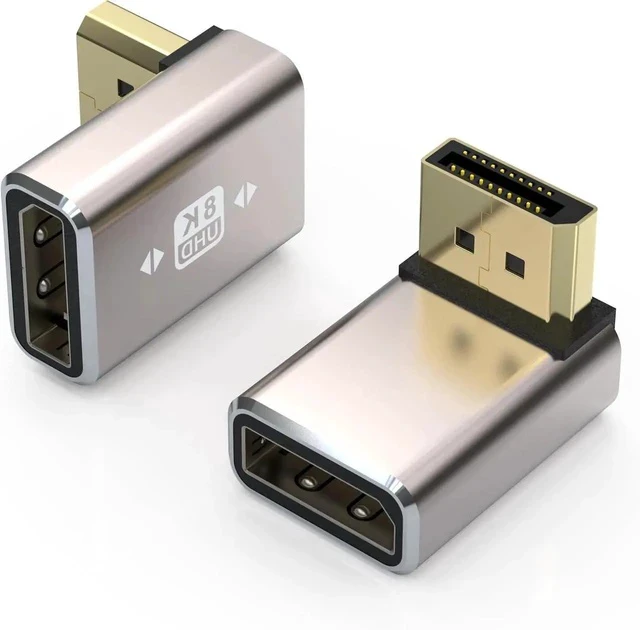 Alt view image 2 of 5 - Displayport 1.4 Adapter 90 Degree DP Converter UP&Down 8K/60Hz Right Angle DP Displayport Cable Adapter Connector 4K/144Hz DP1.2 Compatible DP Male to Female Angled Extension Saver-
