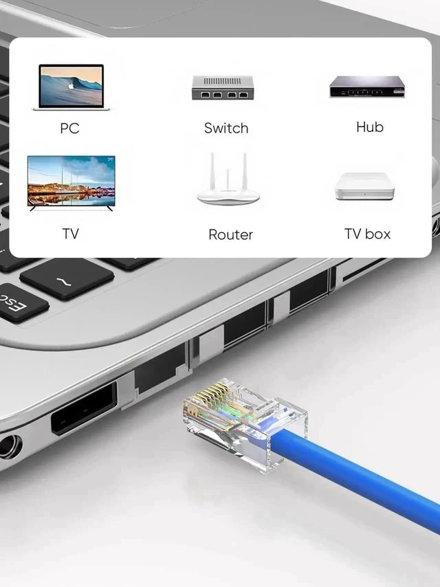 Alt view image 6 of 7 - 10 Pack Transparent Cat6 RJ45 UTP Crimp Connectors, 8P8C Ethernet Cable Plug Ends for Solid & Stranded Network Wires