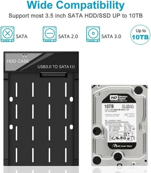Alt view image 5 of 7 - 2.5"/3.5'' Hard Drive External Enclosure SATA to USB 3.0 HDD Docking Station
