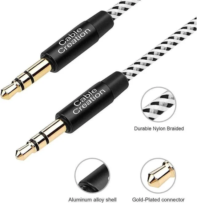 Alt view image 7 of 7 - 3 Feet Aux Cable 3.5mm Male to Male Auxiliary Audio Stereo Cord Compatible with Car Headphones iPods iPhones iPads Tablets Laptops Android Smart Phones& More 1M /Black & White