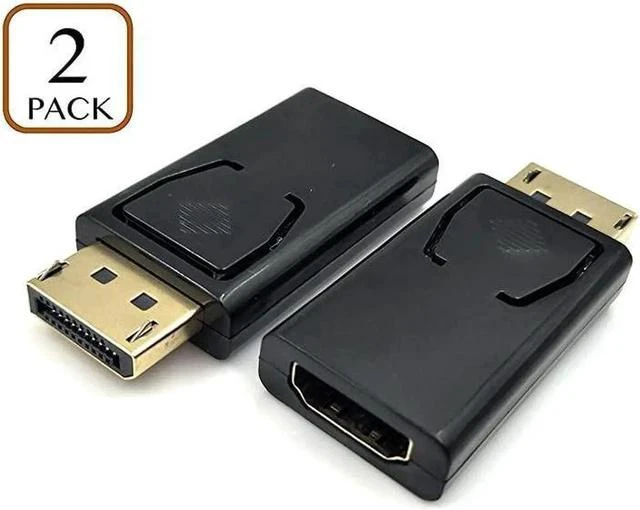 Main image of 2Pack DP to HDMI Adapter 4K 3D DisplayPort DP to HDMI Converter Male to Female 14V Gold Plated Black Displayport Male to HDMI Female
