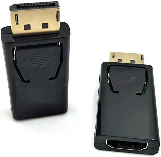 Alt view image 5 of 6 - 2Pack DP to HDMI Adapter 4K 3D DisplayPort DP to HDMI Converter Male to Female 14V Gold Plated Black Displayport Male to HDMI Female