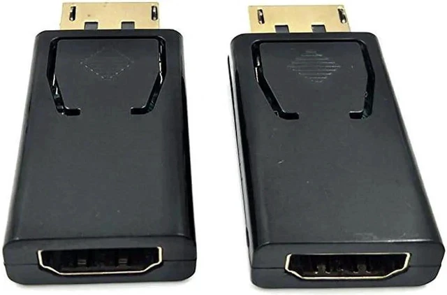Alt view image 6 of 6 - 2Pack DP to HDMI Adapter 4K 3D DisplayPort DP to HDMI Converter Male to Female 14V Gold Plated Black Displayport Male to HDMI Female