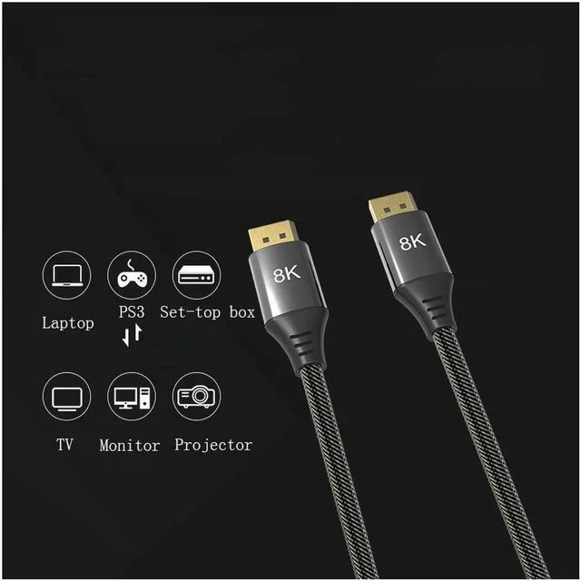Alt view image 3 of 5 - 1.5m DP1.4 Version 8K DisplayPort Male to Male Computer Monitor HD Cable