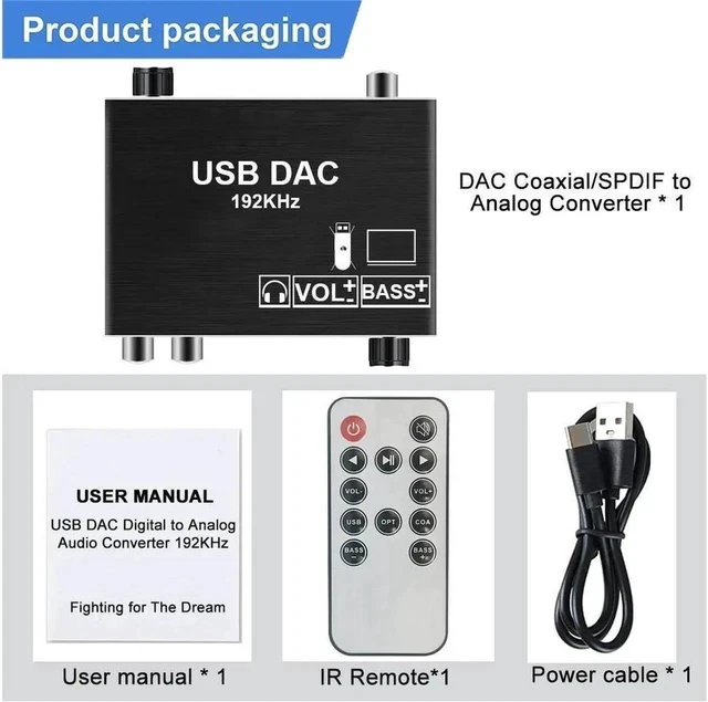 Alt view image 7 of 7 - Digital to Analog Converter DAC Supports Volume Control,Optical to RCA Converter, Digital Coaxial SPDIF Toslink USB to Analog Stereo LR RCA 3.5mm Jack Audio Adapter for PS3 HD DVD PS4