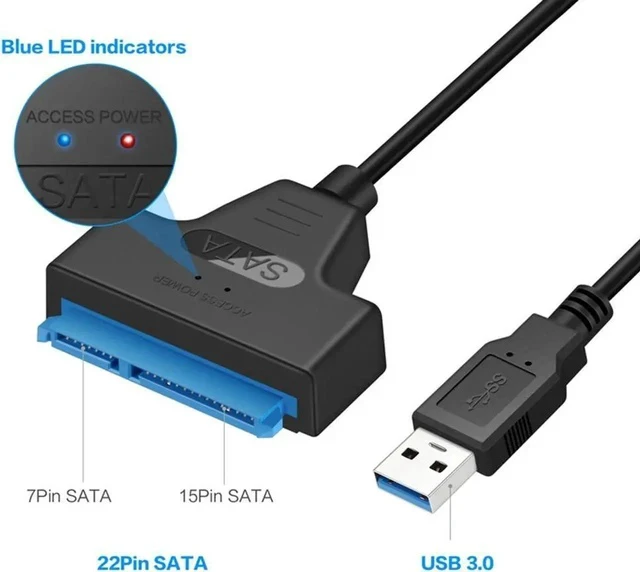 Alt view image 4 of 6 - SATA to USB 3.0 Cable Connector Up to 6G for 2.5 Inch External HDD SSD Hard Drive SATA 3 22 Pin Adapter USB 3.0 to Sata III Cord