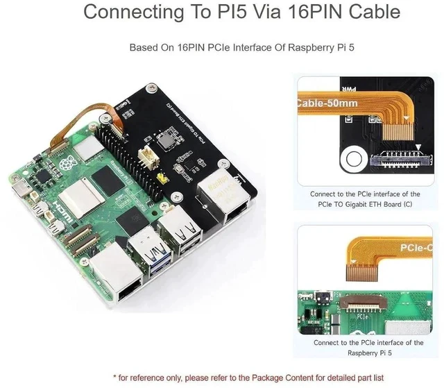 Alt view image 4 of 7 - AJMRTC PCIe to Gigabit Ethernet Adapter for Raspberry Pi 5, PCIe RJ45 Network Expansion Board, Driver-Free Plug & Play, Supports Raspberry Pi OS, Powered via PCIe Cable