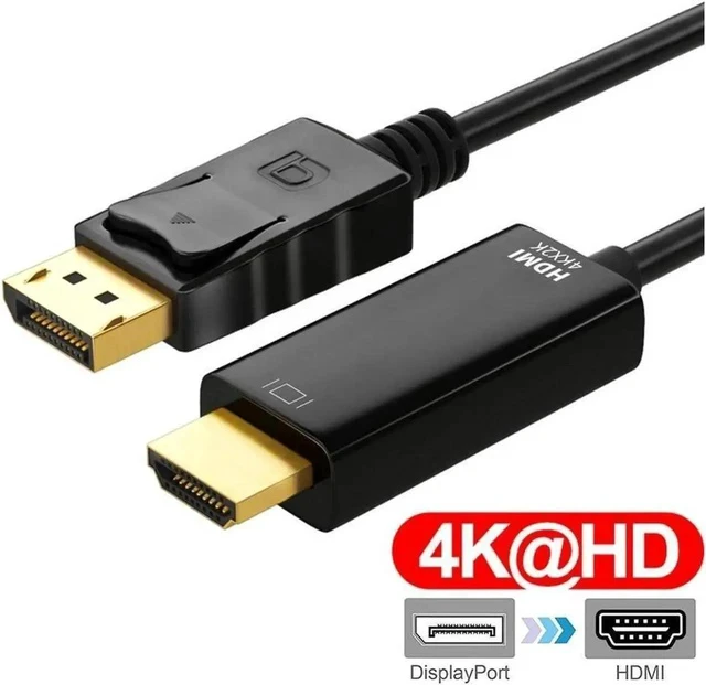 Alt view image 4 of 7 - Display Port to HDMI Cable, Gold Plated Displayport to HDMI Cable 6 Feet(Male to Male) for DisplayPort Enabled Desktops and Laptops to Connect to HDMI Displays